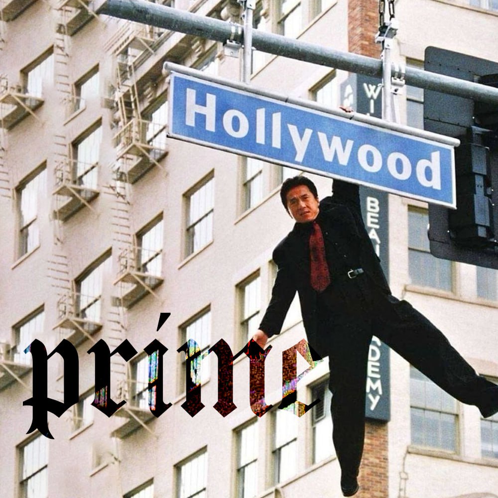 Action scene near Hollywood sign